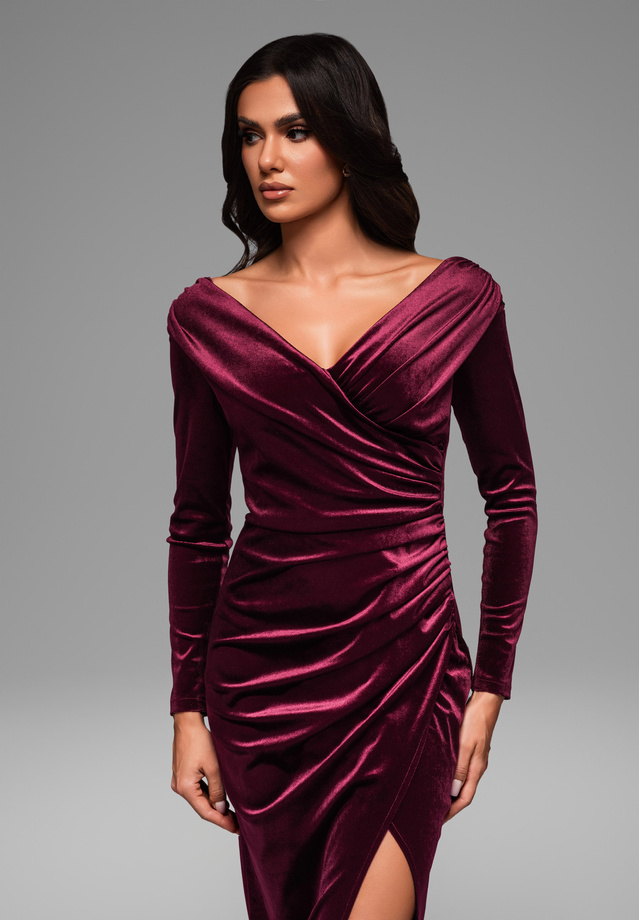 Evening dress LA-OM-DLR040 - dark red