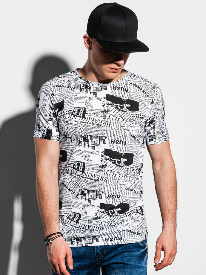 Men's printed t-shirt - white S1292