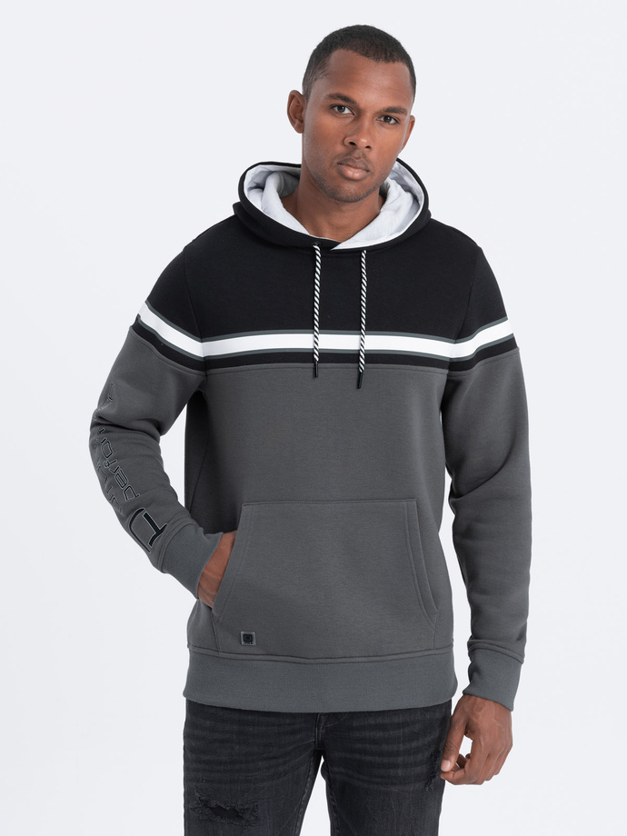 Men's tri-color hoodie - gray V2 OM-SSNZ-22FW-014