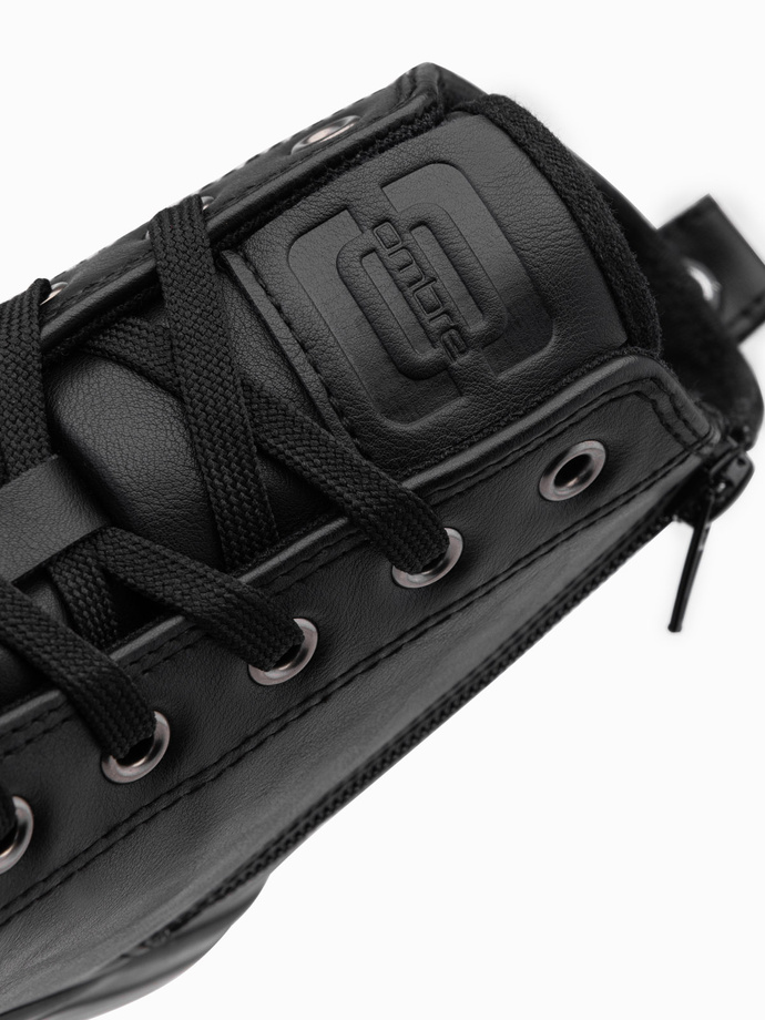 Męskie buty wysokie trampki z ozdobnym noskiem – czarne V1 OM-FOTH-0157