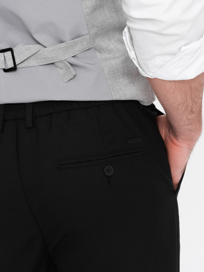Men's REGULAR FIT chino pants with elastic waistband - black V4 OM-PACP-0157