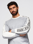 Men's sweatshirt with contrasting stripes and raglan sleeves - grey melange V2 OM-SSNZ-0200