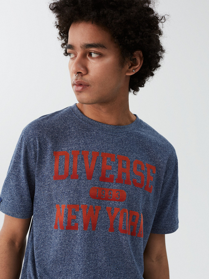 Men's printed T-shirt NY SHADE S1828 - dark blue melange