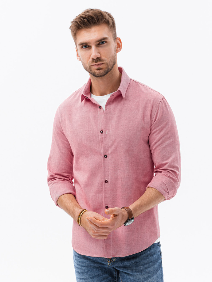 Men's shirt with long sleeves - red K642