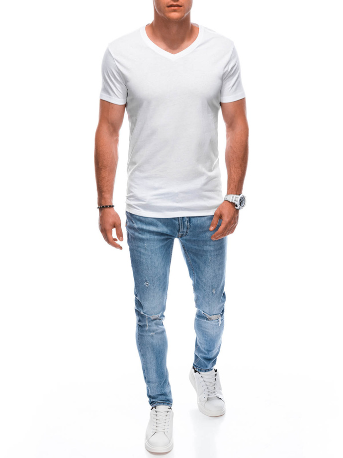 Men's basic V-neck t-shirt EM-TSBS-0101 - white V2