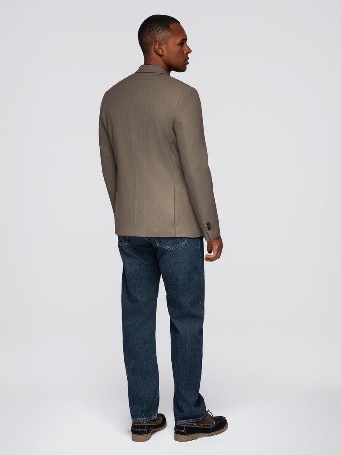 Męska elegancka marynarka SLIM FIT z rayonem – oliwkowa V5 OM-BLZB-0135