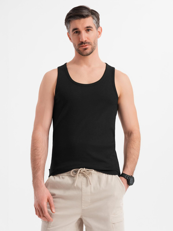 Men's cotton basic t-shirt with straps - black V3 OM-TSBT-0239