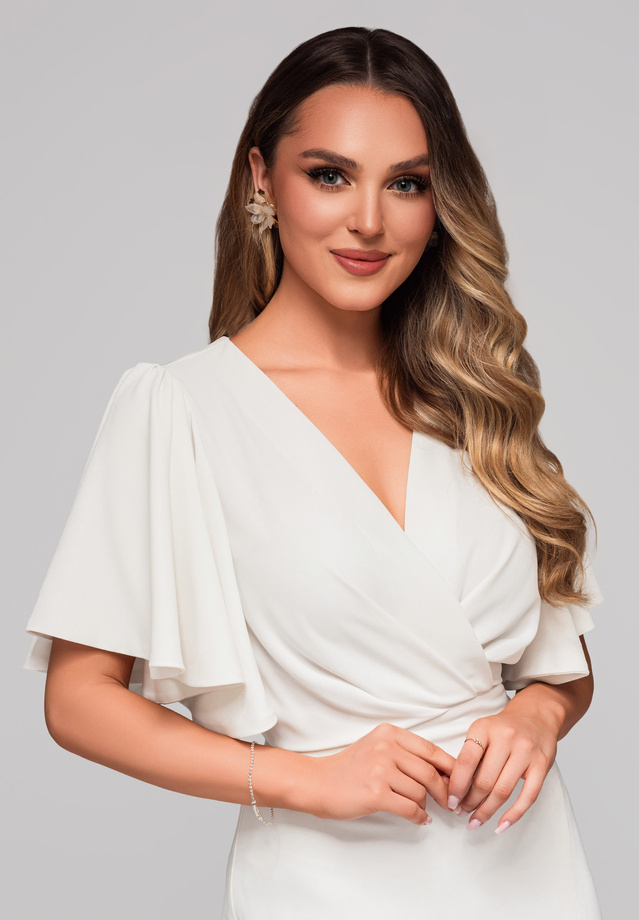 Sukienka wieczorowa LA-OM-DLR096 - ecru