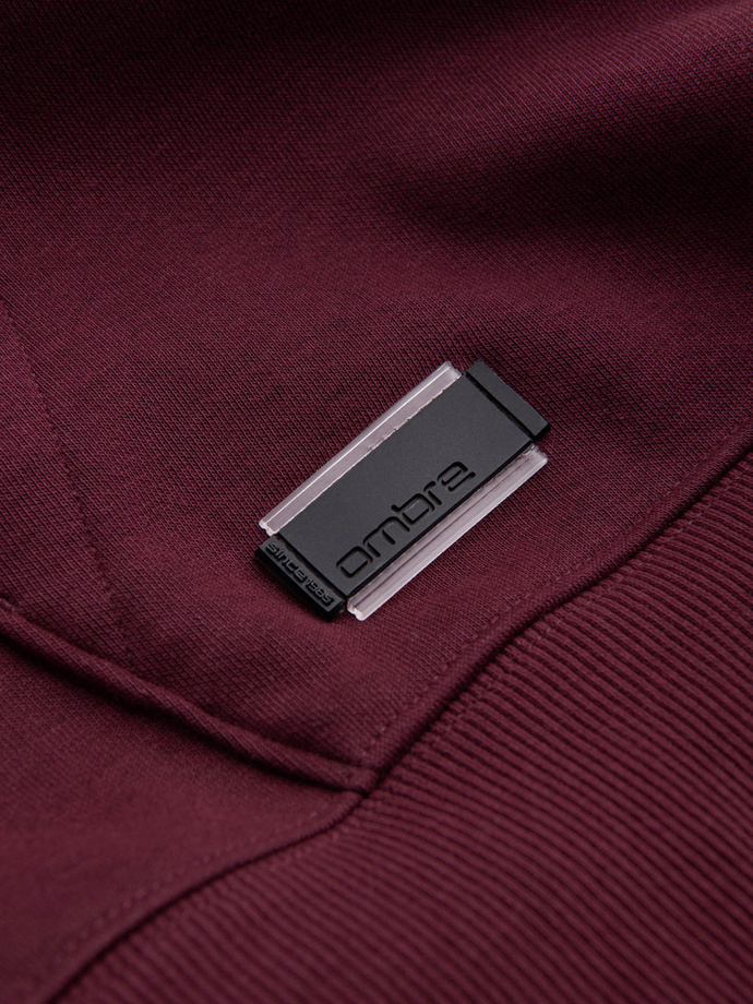 BASIC men's cotton sweatshirt kangaroo hoodie - maroon V3 OM-SSBN-0161