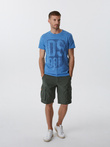 Men's printed T-shirt LAIRD VII S1813 - blue melange