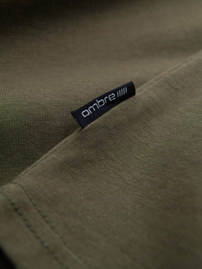 BASIC men's classic cotton T-shirt with a crew neckline - dark olive V6 OM-TSBS-0145