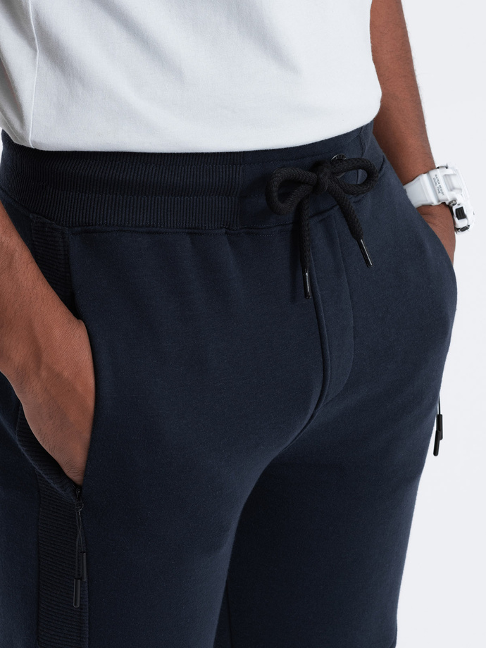 Men's sweatpants with stitching - navy blue V4 OM-PASK-0137