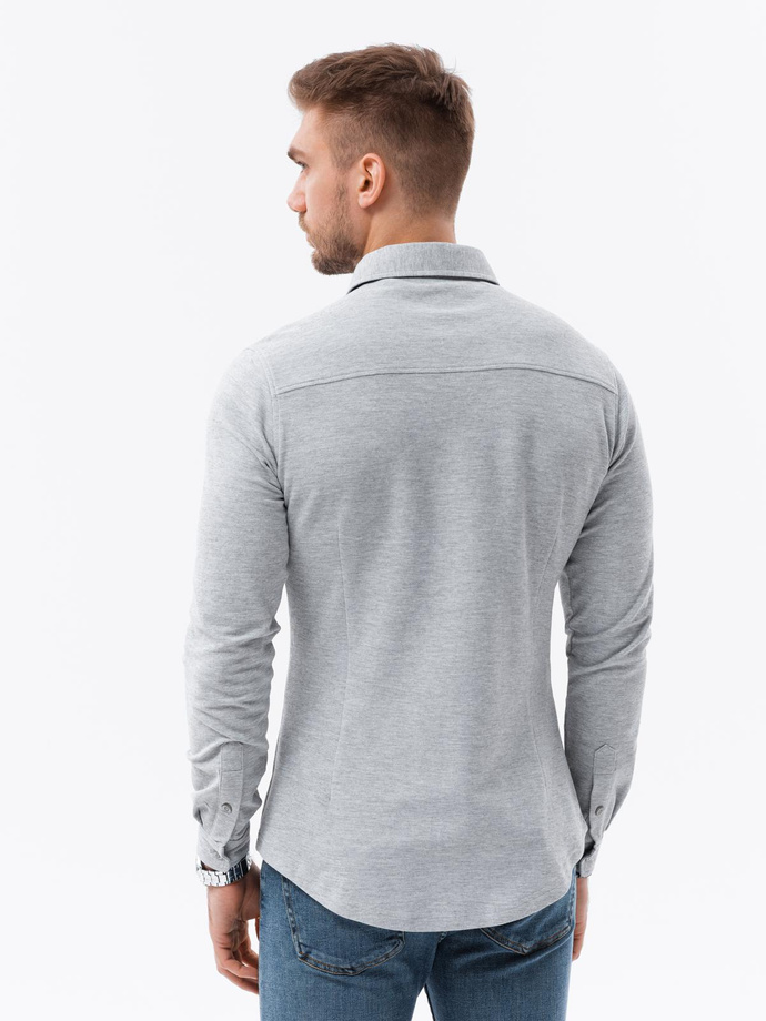 Men's long sleeve knit shirt - gray V5 K540