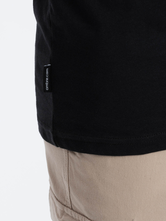 Men's space print cotton t-shirt - black V1 S1755