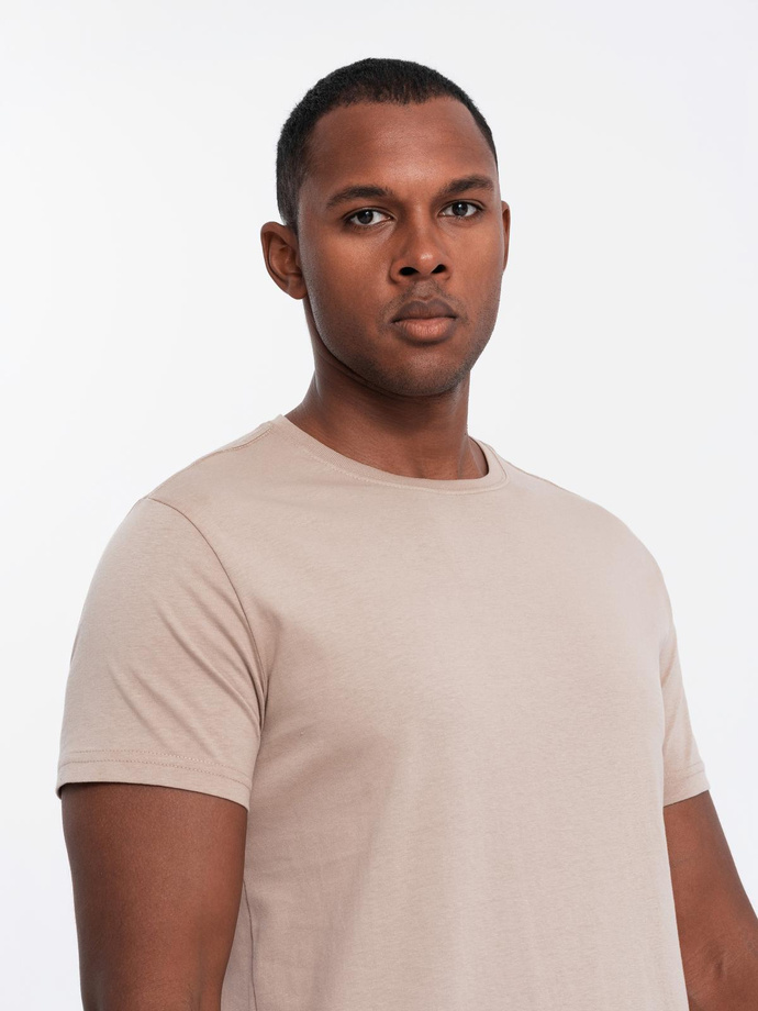 BASIC men's cotton shirt set with round neckline - gray-green/white/beige V14 OM-TSBS-0232