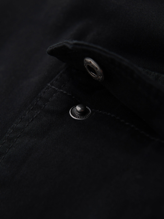 Męskie spodenki bawełniane cargo z elastycznym pasem – czarne V4 OM-SRCG-0190