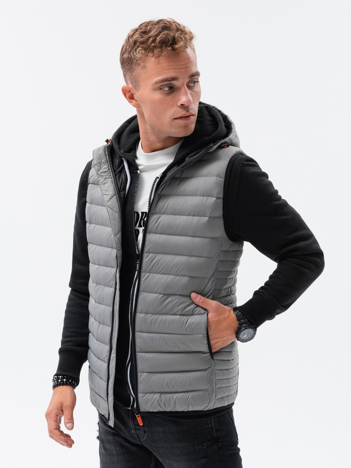 Men's quilted vest - grey V53