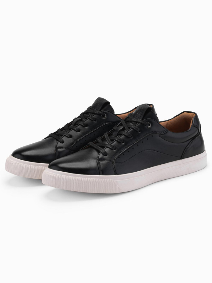 Men's eco leather sneakers shoes - black V2 OM-FOCS-0179