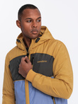 Lightweight colorful men's sports jacket with fleece - blue-mustard V8 OM-JANP-0194