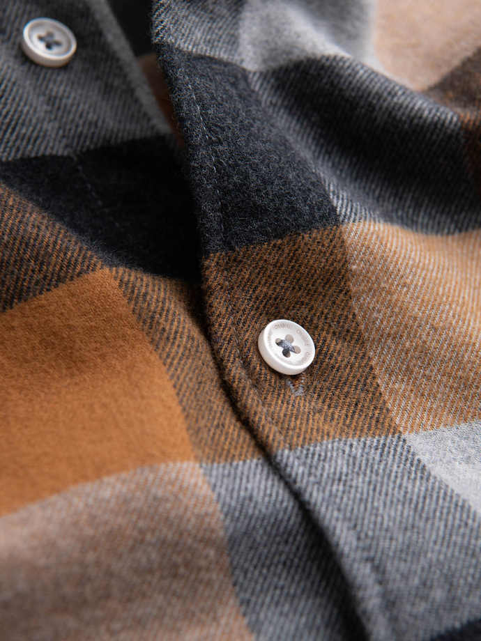 Men's plaid flannel shirt - yellow and black V2 OM-SHCS-0150