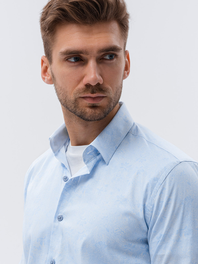 Men's shirt with long sleeves - light blue K609