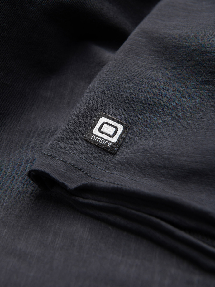 Męski t-shirt z surowym wykończeniem – grafitowy V7 OM-TSCT-22SS-004