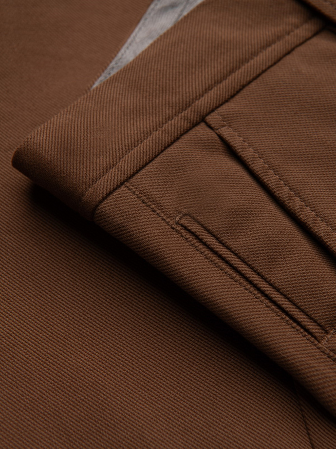 Spodnie męskie chino SLIM FIT z delikatną teksturą - karmelowe V3 OM-PACP-0190