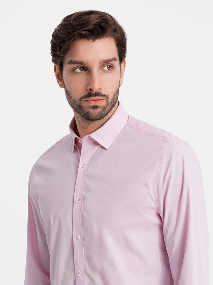 REGULAR cotton classic shirt - light pink V2 OM-SHOS-0154