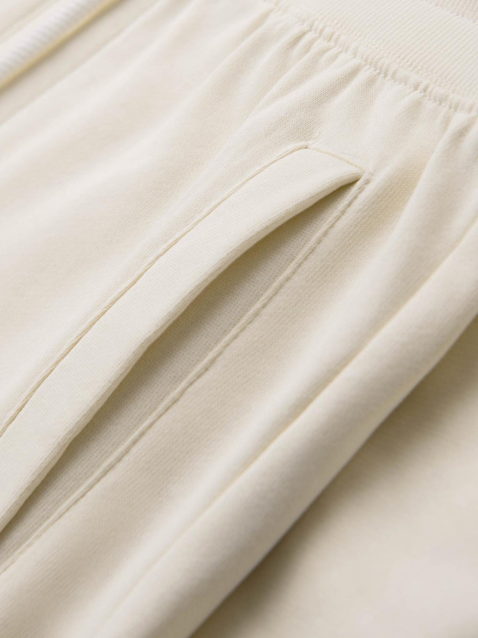 Men's sweatpants with unlined leg - cream V11 OM-PABS-0206