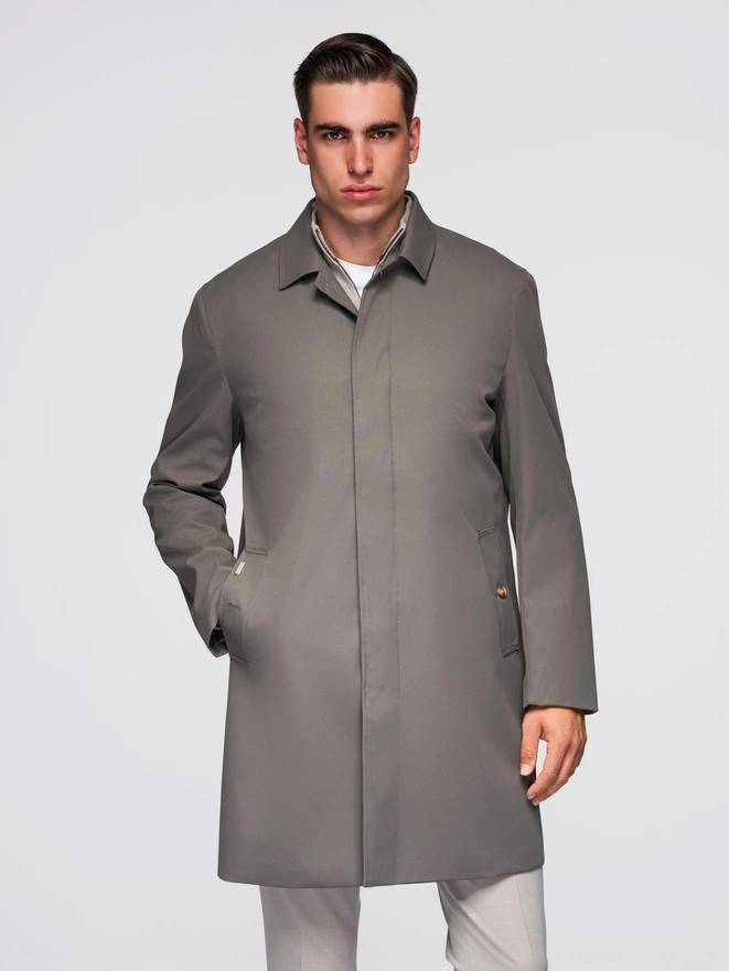 Men's minimalist coat with detachable vest - ash V6 OM-COLC-0139