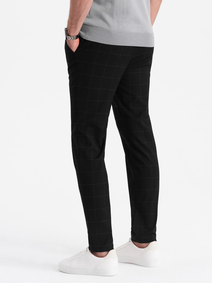 Men's pants with a classic cut in a delicate check - black V5 OM-PACP-0187