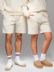 Unisex sweat shorts with drawstring waist - cream V2 OU-SRBC-0101