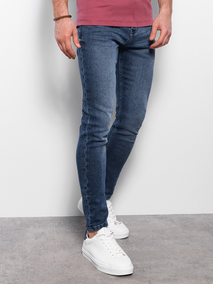 Men's denim pants SKINNY FIT - navy blue V1 OM-PADP-0101