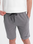 Fitted men's printed short sweat shorts - grey V3 OM-SRSK-0138