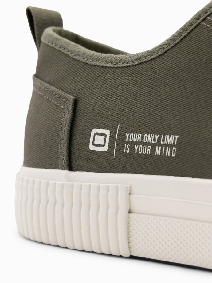 Klasyczne męskie trampki niskie BASIC - oliwkowe V3 OM-FOTL-0145