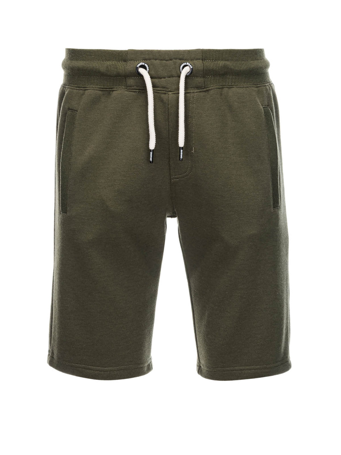 Men's short shorts with pockets - dark olive V16 OM-SRBS-0109
