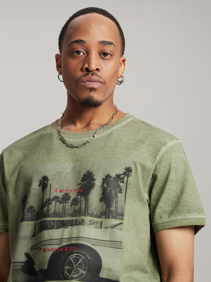 Men's printed T-shirt JACKALSS E S1818 - khaki