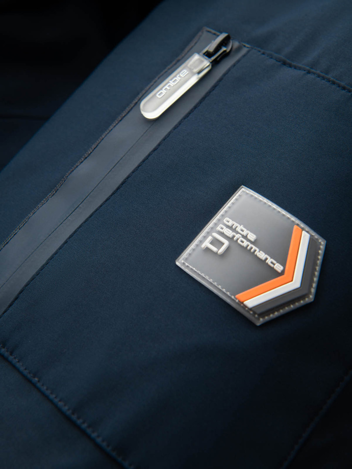 Długa sezonowa kurtka męska w stylu outdoorowym – granatowa V2 OM-JALJ-0202