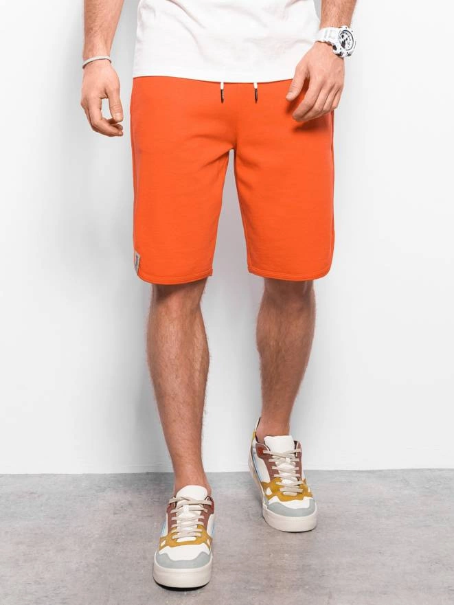 Men's sweat shorts trimmed with piping - orange V5 W360