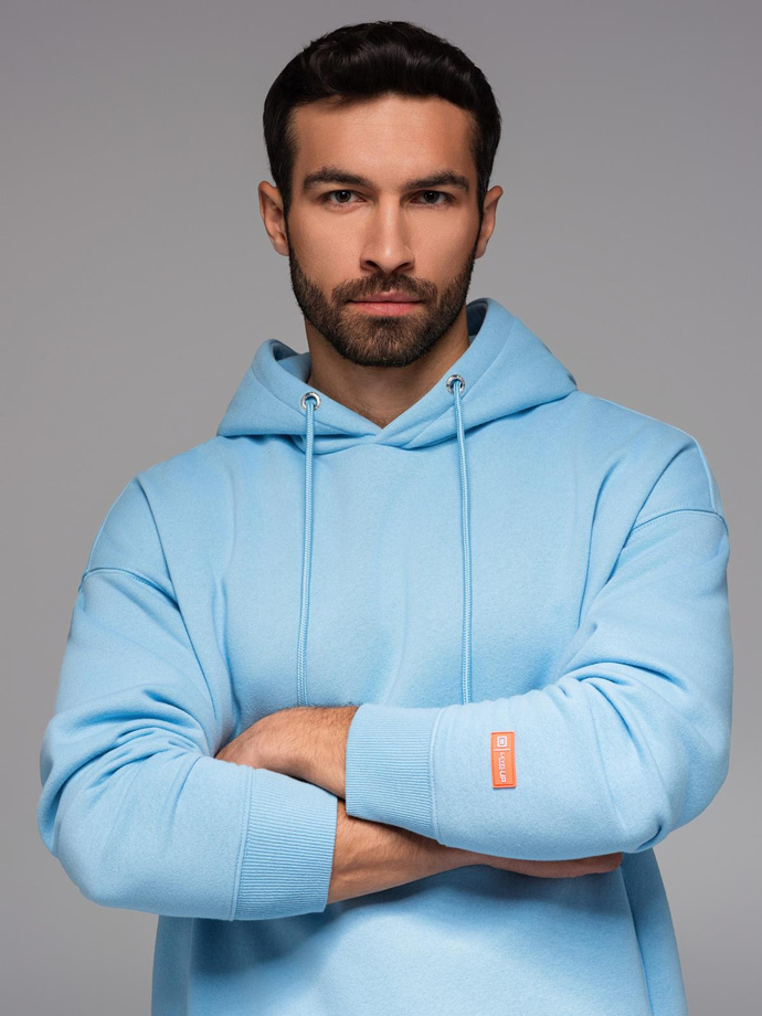 Unisex sweatshirt with hood and pockets - blue V8 OU-SNBC-0105