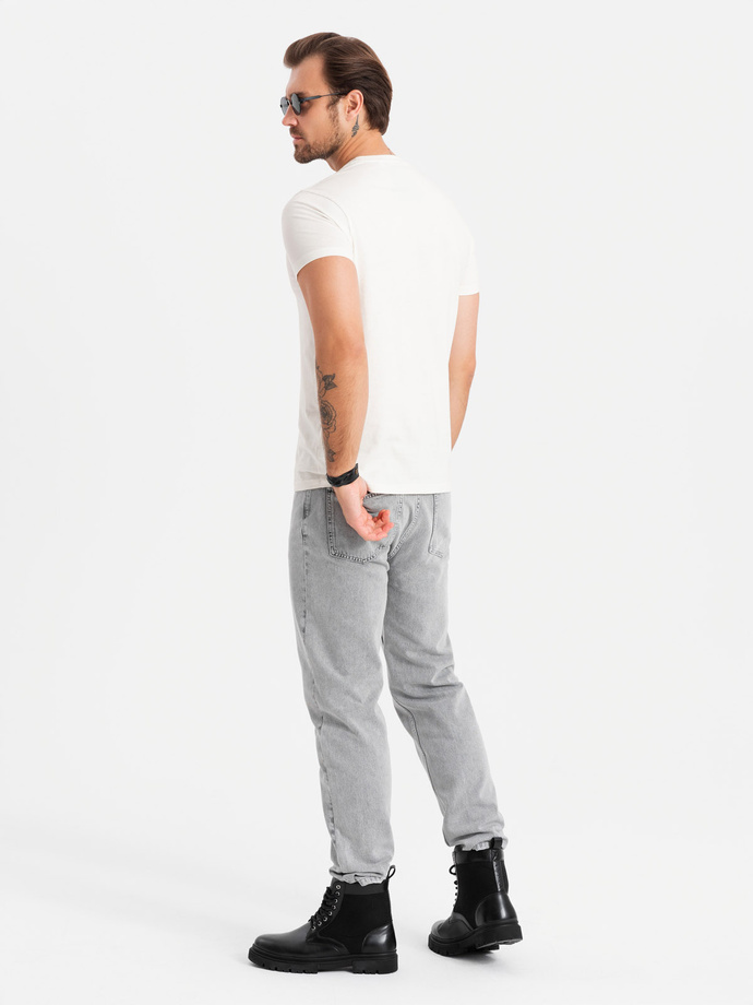 Bawełniana koszulka męska z czaszką – biała V2 OM-TSPT-0200