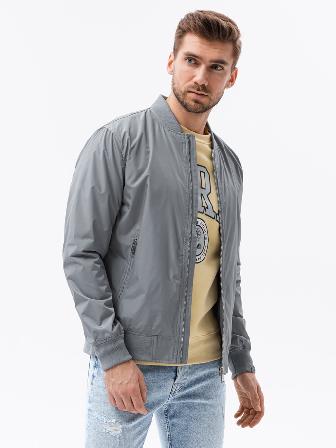 Men's mid-season bomber jacket - grey C439