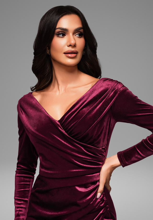 Evening dress LA-OM-DLR040 - dark red