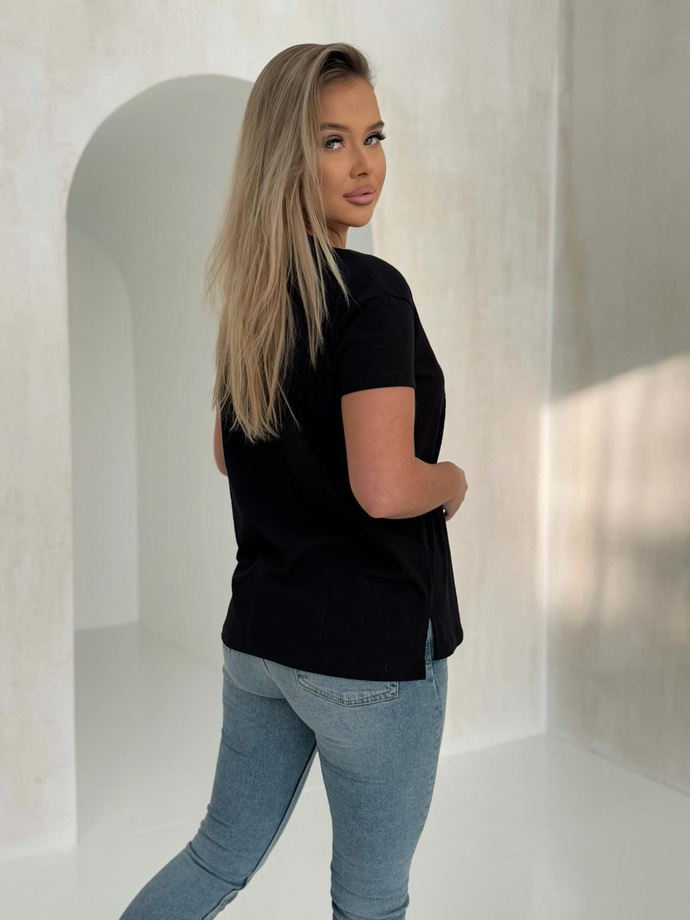T-shirt oversize SLR094 - czarna