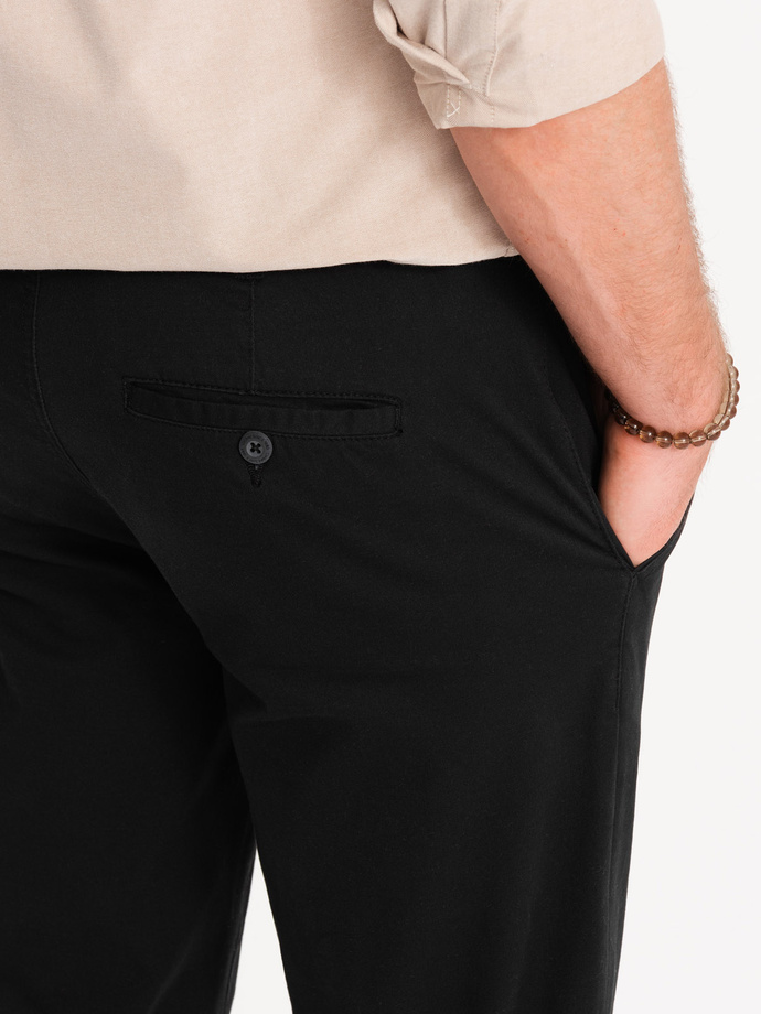 Men's chino pants with decorative waistband - black V1 OM-PACP-0118