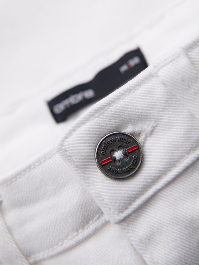 Men's denim classic shorts with rolled up leg - white V1 OM-SRDS-0162