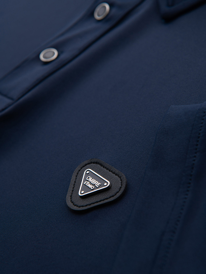 Stylowa męska koszulka polo z elastycznej tkaniny –  granatowa V3 OM-POSS-0150