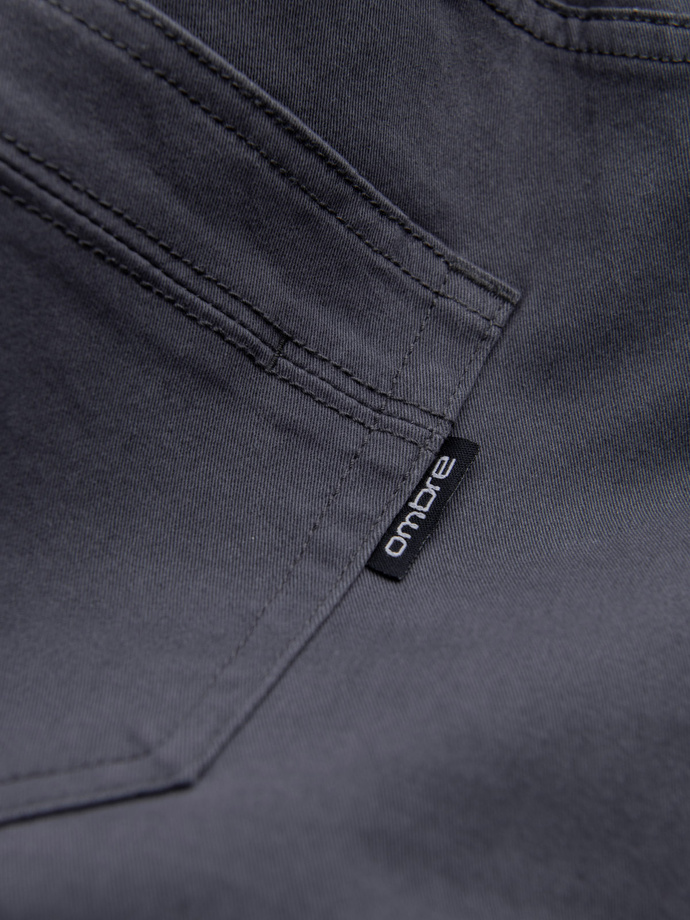 Spodnie męskie JOGGERY z zapinanymi kieszeniami cargo - grafitowe V3 OM-PAJO-0123