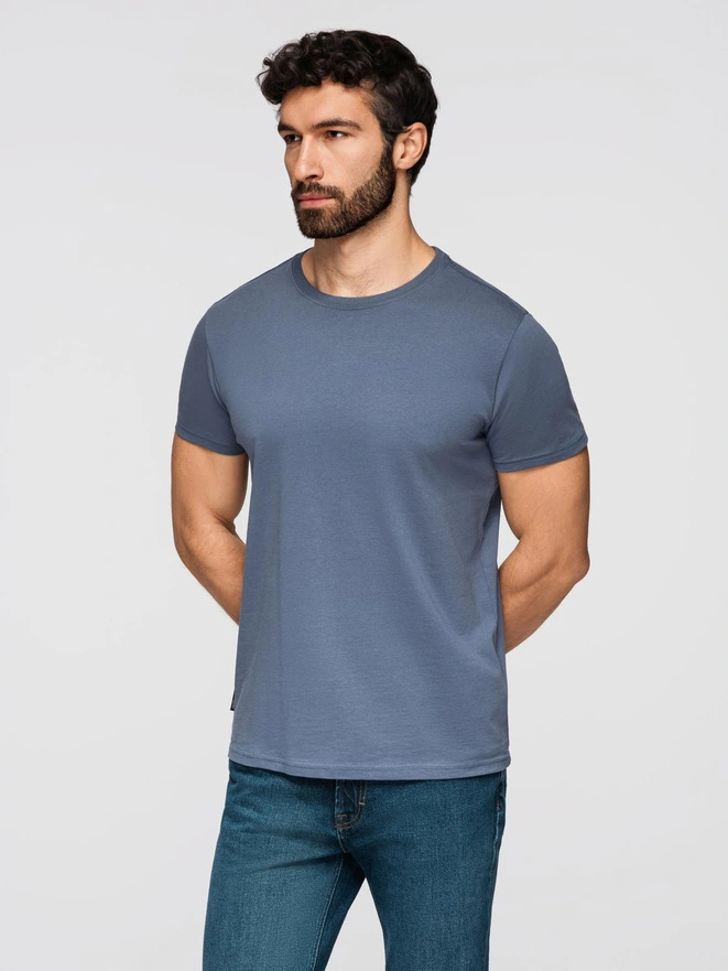 BASIC men's classic cotton T-shirt - blue denim V7 OM-TSBS-0236