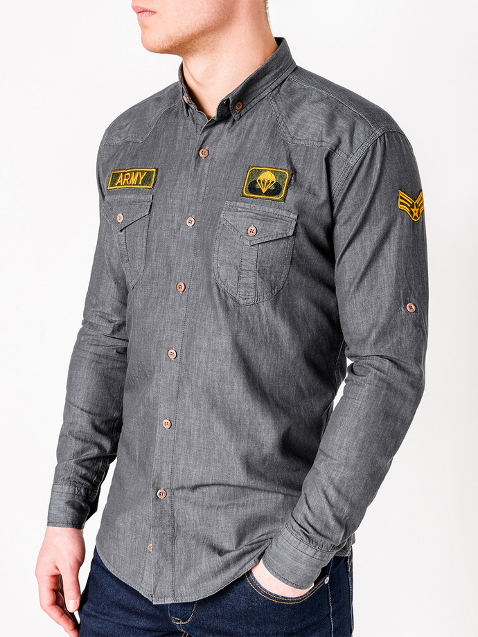 Men's shirt with long sleeves K361 - dark grey